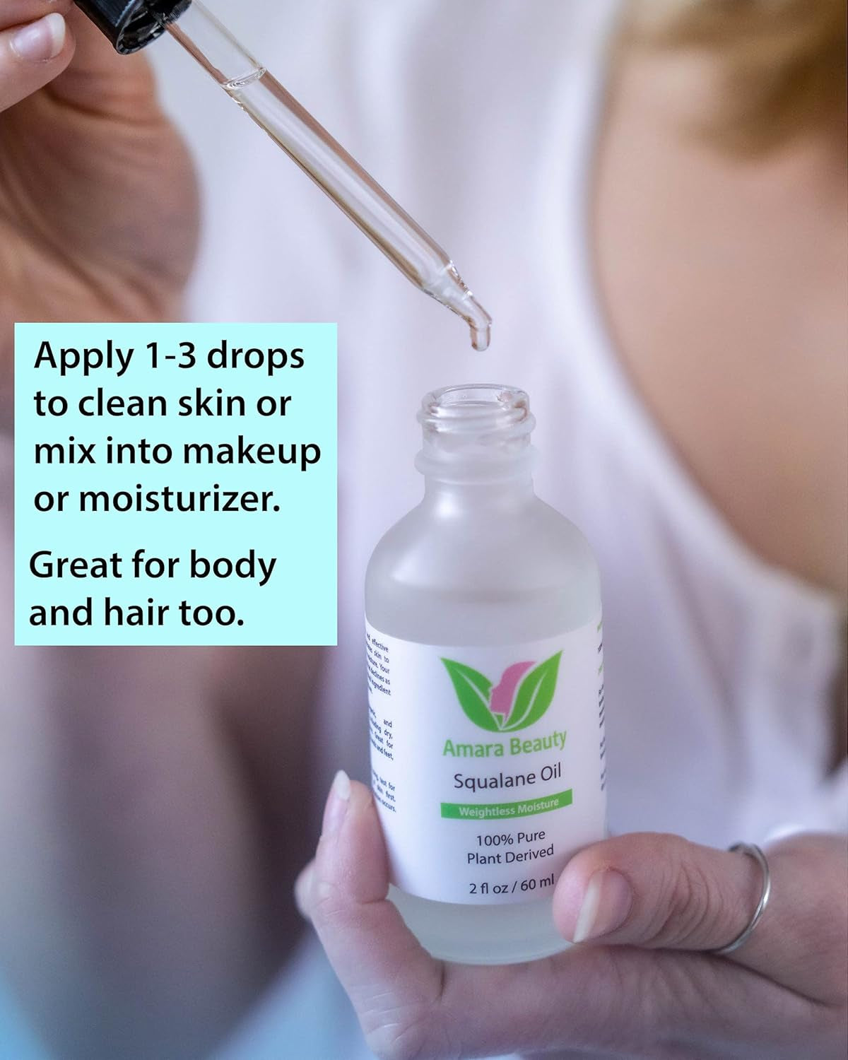 Squalane Oil Moisturizer with 100% Pure Plant Derived Squalane for Face Body Skin and Hair 2 Fl. Oz.