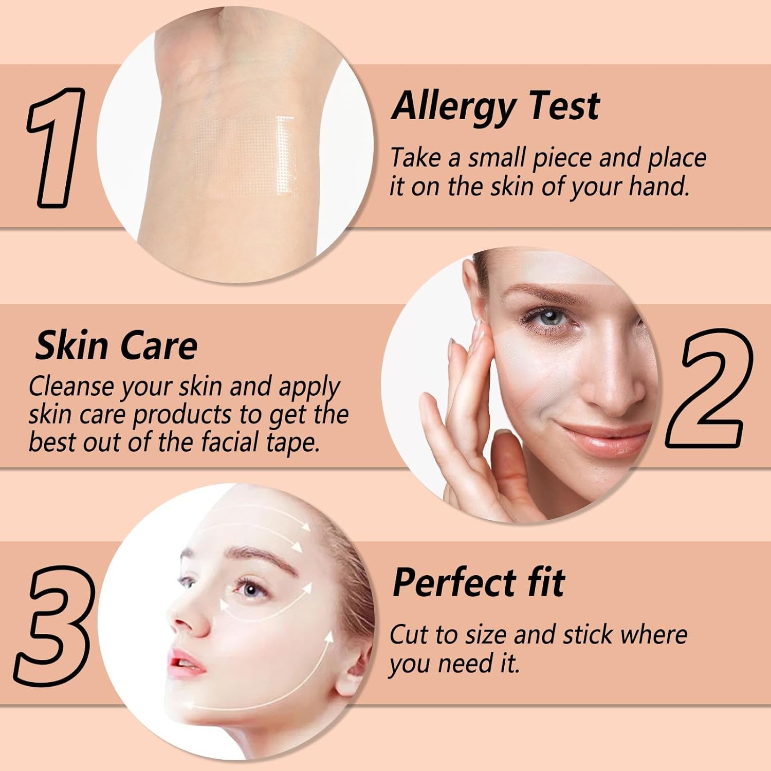 Face Myofascial Lift Tape, Prevent New Wrinkles with anti Wrinkle Tape for Face and Forehead, 10 Yards X 3 Rolls Smoothing Tape for Facial Wrinkles