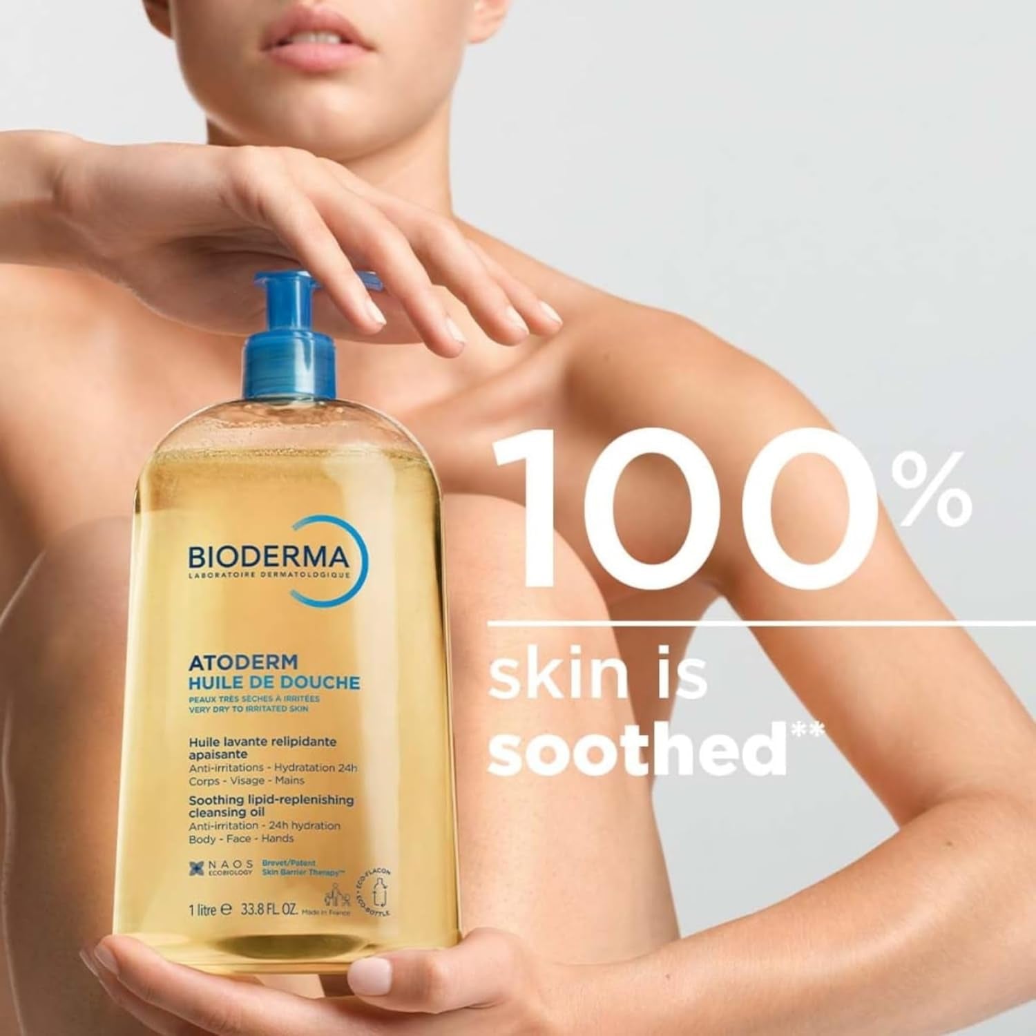 Bioderma Atoderm Shower Oil, Cleansing Oil for Face & Body, urishing Cleansing Oil for Dry to Atopic Sensitive Skin for Softer & Smooth Skin for Your Whole Family