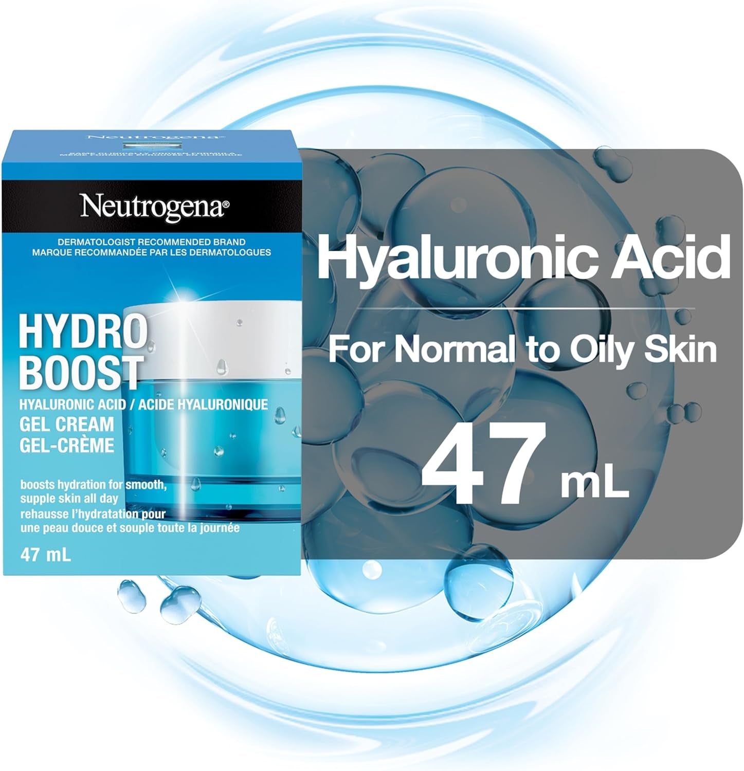 Hydro Boost Face Moisturizer with Hyaluronic Acid for Dry Skin, Oil-Free and Non-Comedogenic Water Gel Face Lotion, 47Ml