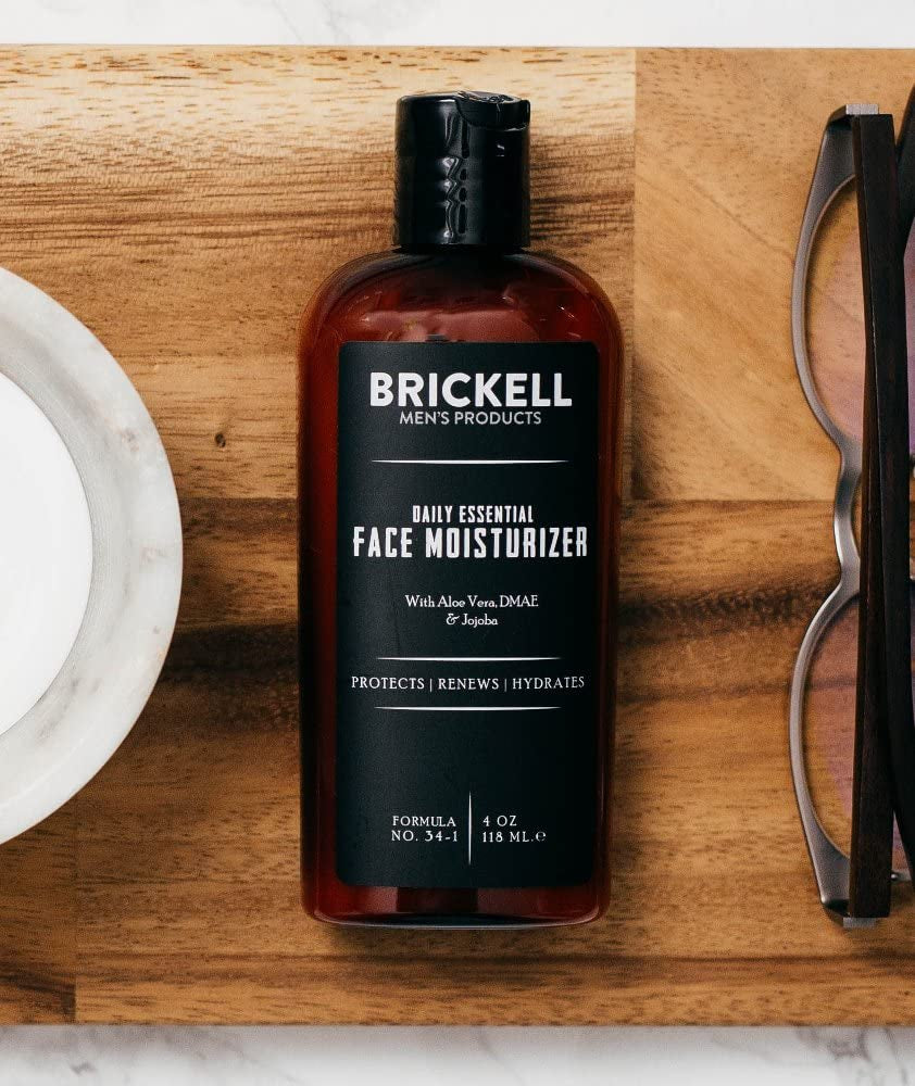 Brickell Men'S Daily Essential Face Moisturizer for Men, Natural and Organic Fast-Absorbing Face Lotion with Hyaluronic Acid, Green Tea, and Jojoba