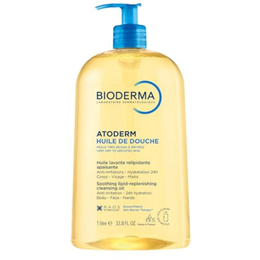 Bioderma Atoderm Shower Oil, Cleansing Oil for Face & Body, urishing Cleansing Oil for Dry to Atopic Sensitive Skin for Softer & Smooth Skin for Your Whole Family