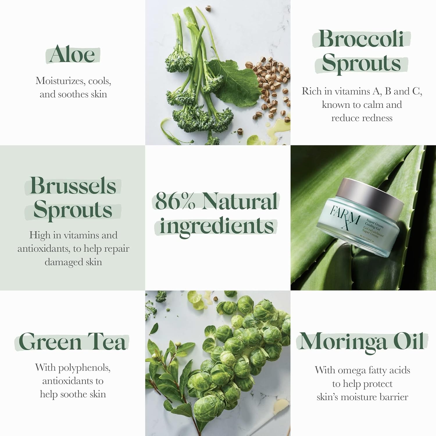 [] Super Greens Cooling Gel - Vegan Facial Moisturizer and Mask Containing Super Greens to Cool and Refresh Your Skin (90Ml/3.04 Fl Oz)